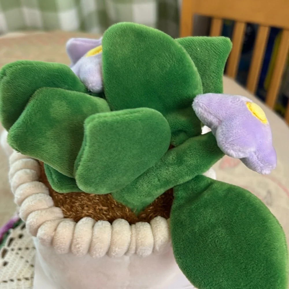 Plush Faux Wishbone Flower Happy Plant Weighted Bottom Ultra Soft Whimsical NEW
